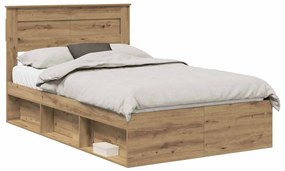 vidaXL Ágykeret matracmal Művészi tölgy 135 x 190 cm Tömör fenyőfa