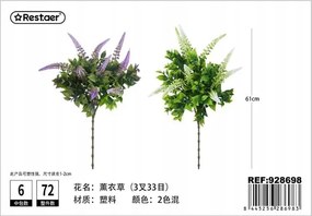 Mesterséges Levendula 61CM Zöld Fólia Dekoráció