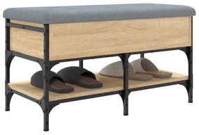 sonoma tölgy színű szerelt fa cipőtároló pad 82 x 42 x 45 cm