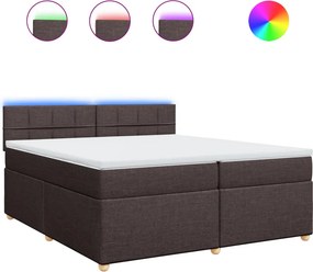 vidaXL sötétbarna szövet rugós ágy matraccal 200 x 200 cm