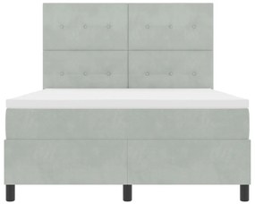 vidaXL Boxspring Ágy Matraccal Világosszürke 160x200 cm Bársony