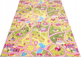 Gyerekszőnyeg Printed 140x200 Nyomtatott Színes Utcák Vidám Város