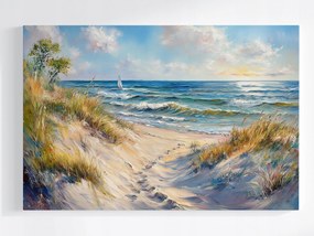 Vászonkép Canvas Tájkép Tengerpart Hullámok Vitorlás Szörf 120x80