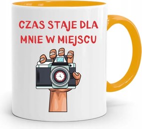 Sárga Fotós Bögre Az Idő Egy Helyben Áll, fényképes nyomtatással