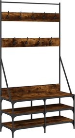vidaXL füstös tölgy színű ruhafogas cipőpolccal 100x40x184 cm