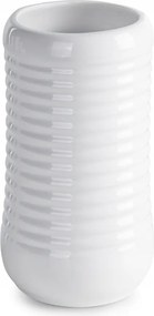 Dekorációs váza 11X20 fehér dolomitból, dombornyomott csíkokkal