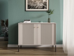 Komód 2 ajtós kasmír színben fekete elemekkel arany fogantyúkkal – ISEO IS02