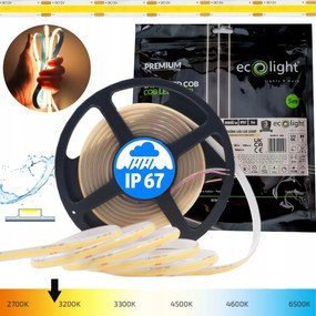 Cob Led szalag vízálló IP67 Meleg Fehér 3000K Pont Nélküli Neon 12V 9W/m