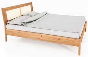 Tölgyfa franciaágy rattan ágytamlával 140x200 cm Pola - The Beds