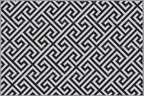 Outsunny Kültéri Szőnyeg, Műanyag Szőnyeg Fordítható Dizájn, Vízhatlan Erkély Szőnyeg, Teraszra, Kempingezéshez, Fekete+Fehér, 152 x 243 cm | Aosom