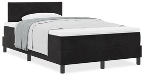 Boxspring Ágy Mattal Fekete Kisebb Kétszemélyes Bársony