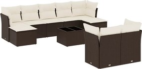 vidaXL 10 részes barna polyrattan kerti ülőgarnitúra párnákkal
