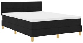Box Spring Ágy Matrac &amp; LED Fekete 140x200 cm Szövet