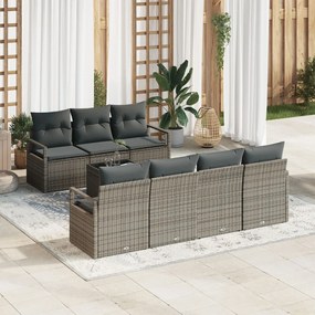 8 darabos kerti kanapé szett párnákkal szürkében - Poli Rattan, 2 személyes kerti kanapé párnákkal szürkében - Poli Rattan