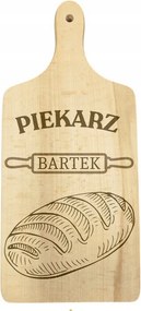 Fa vágódeszka gravírozással Pék (Név) kenyérrel