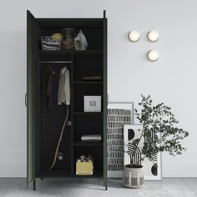 Gardróbszekrény FLAVIO, 800 x 1850 x 450 mm, Modern: palack zöld