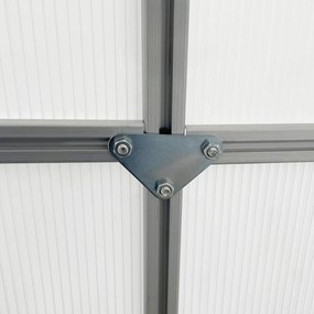 Outsunny Kertiház Polikarbonáttal 7,1 m² - 1,9L x 3,75W x 1,99H Alapzattal, Állítható Tetőablakkal, Tolóajtóval - Ezüst és Átlátszó | Aosom