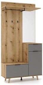 NORDIC Előszobafal Tölgy/Grafit Színben