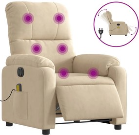 vidaXL krémszínű mikroszálas szövet elektromos dönthető masszázsfotel