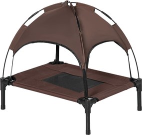 PawHut Emelt Kutyaágy Napernyővel, Kutyaágy, Kültéri Kutyalakóhely Tetővel, Lélegző Taft Szövet Kézi Káposztával, 61 x 46 x 62 cm | Aosom