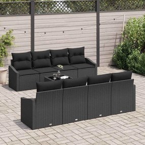 Kerti Kanapé Szett párnával 9 pcs Fekete 55 x 55 x 37 cm