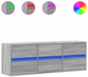 szürke sonoma színű fali TV-szekrény LED-del 130x31x45 cm