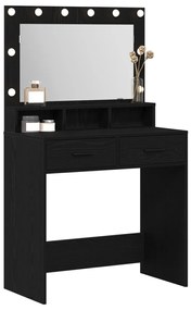 Sminkasztal LED Fénnyel Fekete Tölgyből 79x41x135 cm