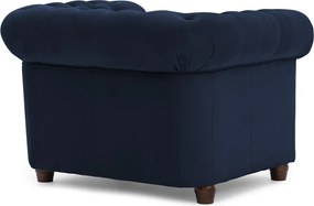 Kék bársony chesterfield fotel York Blik – Ropez