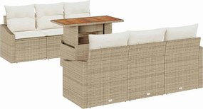 vidaXL Kerti Kanapé Szett párnával párnával 7 pcs Beige és krém