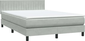 vidaXL világosszürke bársony rugós ágy matraccal 140x210 cm