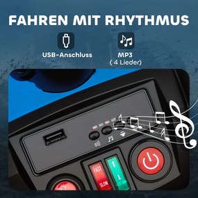AIYAPLAY Elektromos gyermek quad, 24 V-os elektromos jármű 4 kerékkel, fényszórókkal, USB porttal, MP3, kék