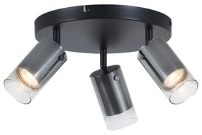 Mennyezeti spotlámpa gunmetal kerek 3-lámpás forgatható és állítható - Drain