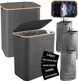 Szennyestartó kosár 156L Fürdőszobai tároló fedéllel 3 zsák