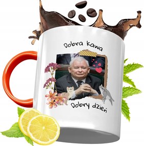 Narancssárga Bögre A Pis Elnökétől Jaroslaw Kaczynski fényképes nyomtatással