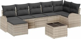 vidaXL Kanapé Szett párnával tárolóval 8 pcs Világosszürke polirattan
