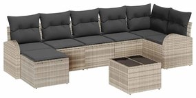 vidaXL Kanapé Szett párnával tárolóval 8 pcs Világosszürke polirattan