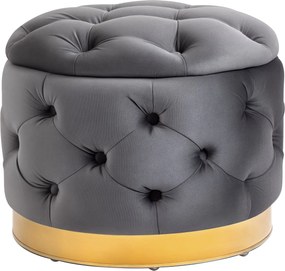 HOMCOM Vintage Puff, Tárolós Puff Padlófokként és Lábpihentőként, Kárpitozott Puff, Fém, Hab, Sötétszürke, 55 x 55 x 42 cm | Aosom
