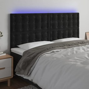 fekete bársony LED-es fejtámla 160x5x118/128 cm