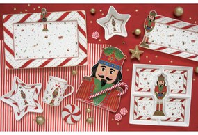 Nutcracker Twist karácsonyi porcelán tálca diótörő dísszel