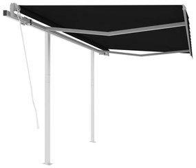antracitszürke automata napellenző póznákkal 3 x 2,5 m