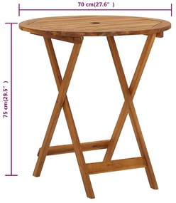 összecsukható tömör akácfa kerti asztal 70 cm