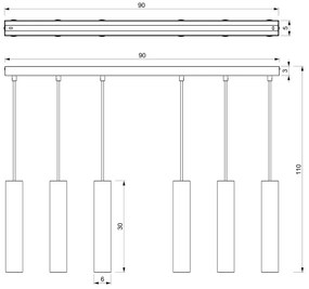 Csillár zsinóron RAITO 6xGU10/8W/230V sárgaréz