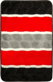 Fürdőszobaszőnyeg Csúszásgátló Fano Fekete Szürke Piros Csíkos 50x80 cm