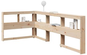 Könyvespolc fejtámla L-alakú 90 cm tömörfa fenyőfa