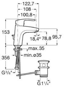 Roca A5A3098C00 - Mosdócsaptelep + leeresztő szelep MONODIN 15,3 cm, fényes króm