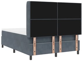 Boxspring Ágy Mattress &amp; LED Sötétszürke 160x200 cm Velvet