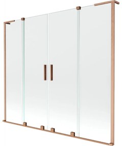 Mexen Velar L Duo, 2 szárnyas eltolható kádparaván 200 x 150 cm, 8mm átlátszó üveg, rézmatt, 896-200-003-02-65