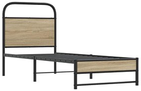 ágykeret matrac nélkül 80x200 cm füstölt tölgy fűrészelt fa