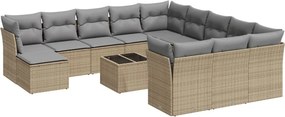 vidaXL 13 részes bézs polyrattan kerti ülőgarnitúra párnákkal