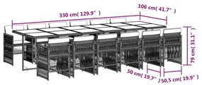 vidaXL 13 részes barna polyrattan kerti ülőgarnitúra párnákkal